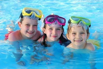 Kids in the pool at Ritz-Carlton Reynolds, Lake Oconee